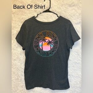 PINK Victoria’s Secret Sequin Palm Tree Sunset Tee | Size L 🌴✨